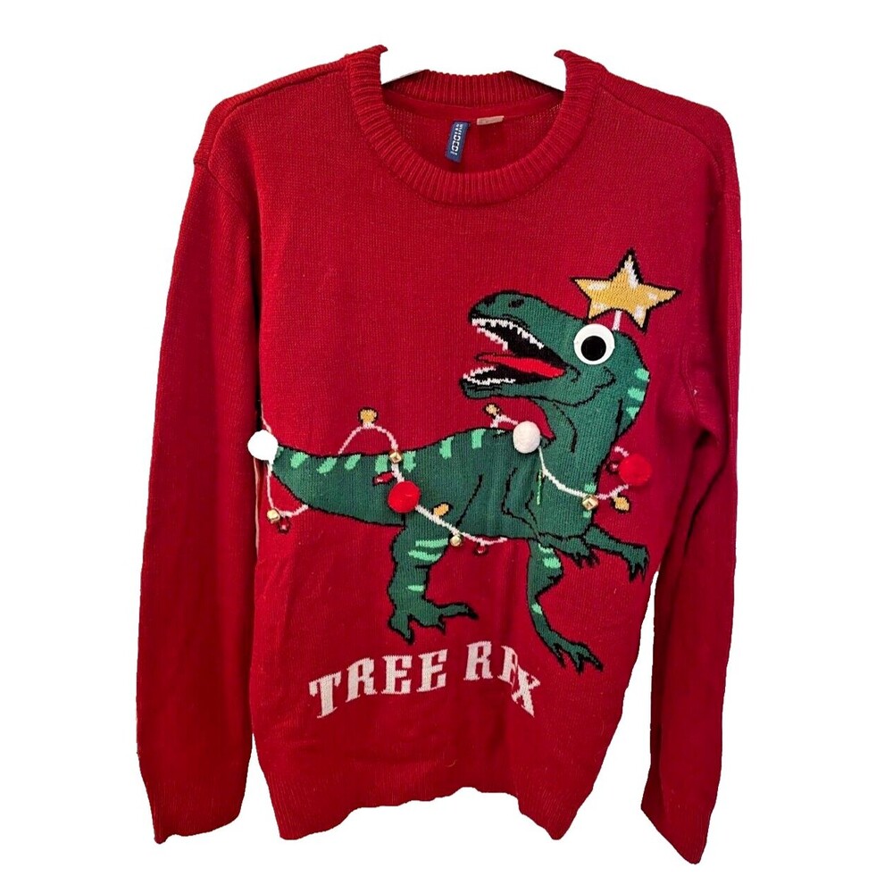 Ugly Christmas Sweater Tree Rex Adult Holiday Christmas Sweater Size Medium